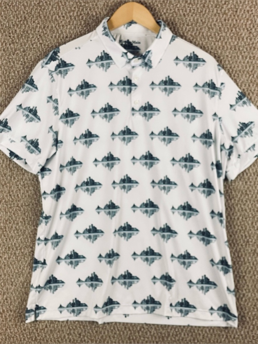 Mizzen Main Polo Shirt Mens Large Dallas Skyline Classic Fit Performance T734